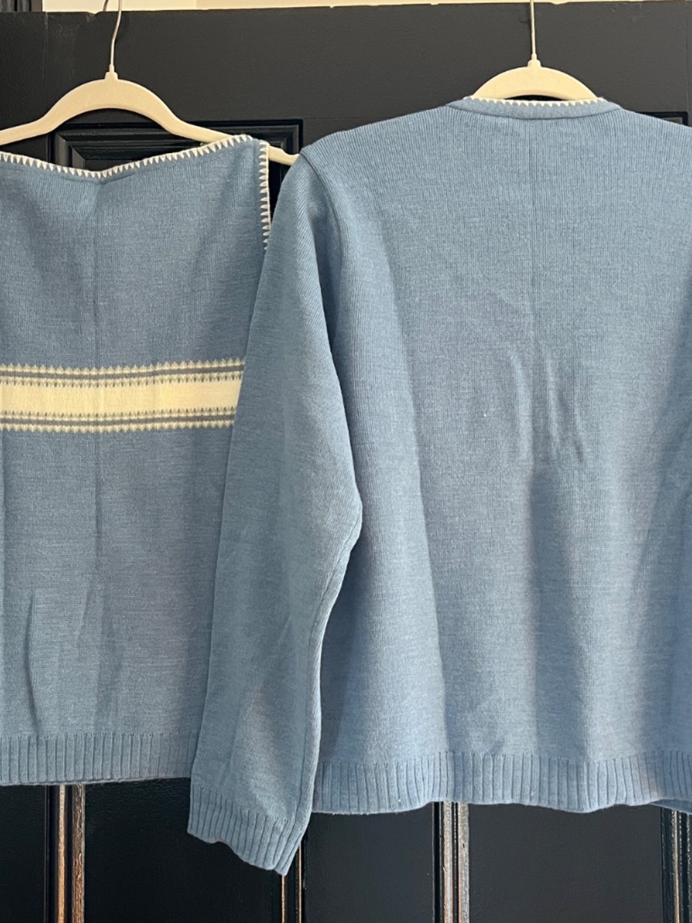 Liz Claiborne Knit Twinset with Delicate Ribbon and Embroidery Detail, XL - Picture 8 of 9